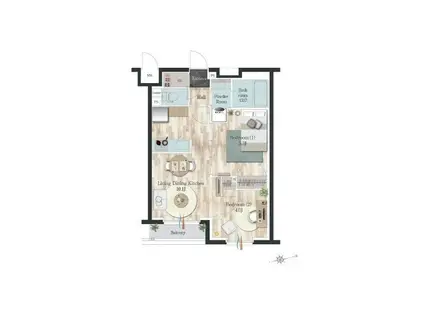 デュオフラッツ千歳船橋(2LDK/1階)の間取り写真