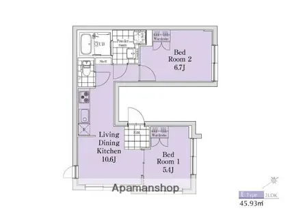 EXAM三軒茶屋2(2LDK/4階)の間取り写真