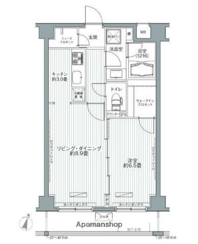 メゾンカルム西新宿(1LDK/5階)の間取り写真