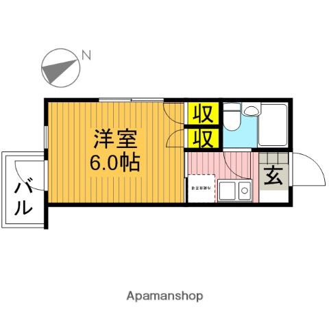 べセル四季(ワンルーム/2階)の間取り写真