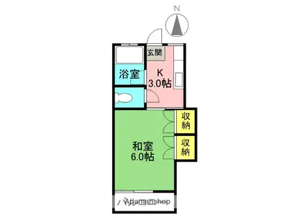 コーポユーA(1K/1階)の間取り写真