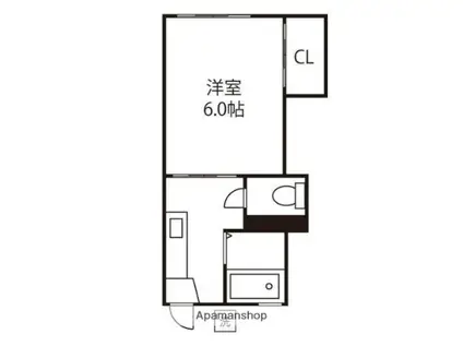 オレゴンハイツB(ワンルーム/1階)の間取り写真