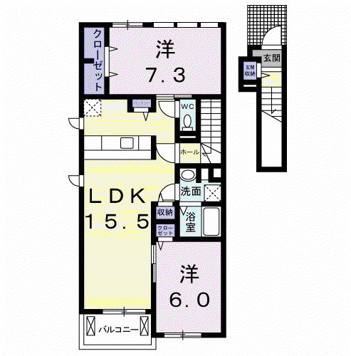 ウィステリアタウン Ⅷ(2LDK/2階)の間取り写真