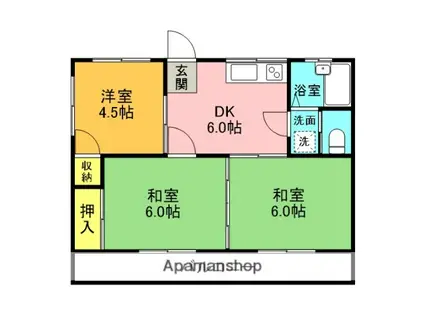 コーポベル(3DK/2階)の間取り写真