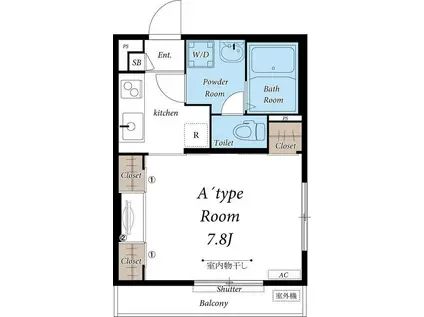 リブリ・ヴァンベール(1K/1階)の間取り写真