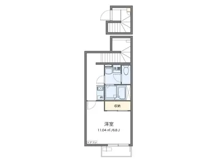 クレイノKOKO(1K/2階)の間取り写真