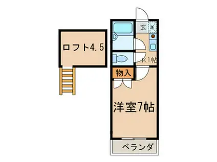 ディアパティオ(1K/2階)の間取り写真