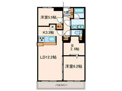 つつじヶ丘アイランドコート(2SLDK/1階)の間取り写真
