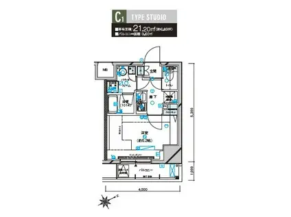 メインステージ立川(1K/2階)の間取り写真