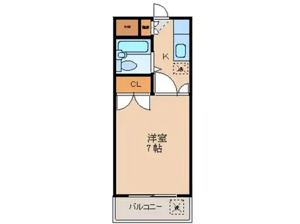 パールハイツ立川(1K/4階)の間取り写真