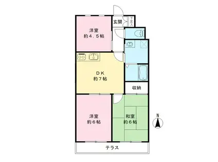 ウエストエンドA(3DK/2階)の間取り写真