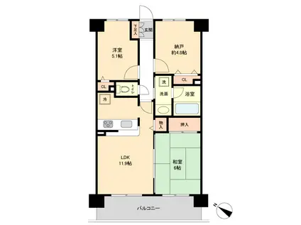 グラディート久米川(2SLDK/3階)の間取り写真