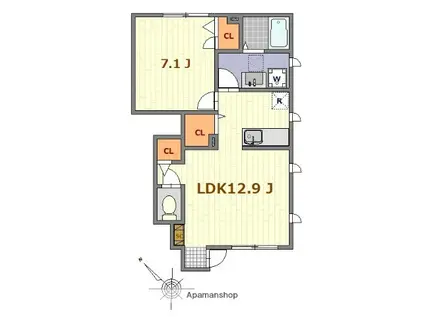 エスペランス(1LDK/1階)の間取り写真