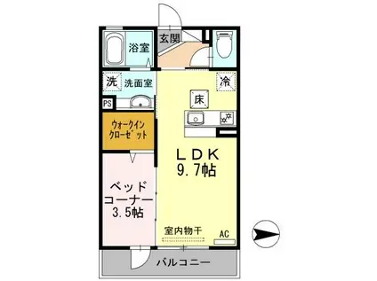 アニバーサリー(1LDK/1階)の間取り写真