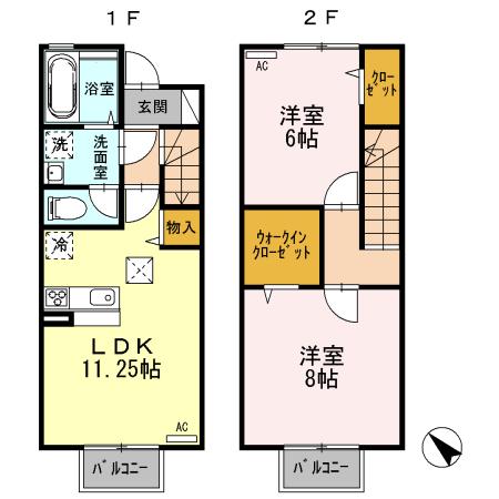 ルーチェ星ヶ丘 A棟(2LDK)の間取り写真
