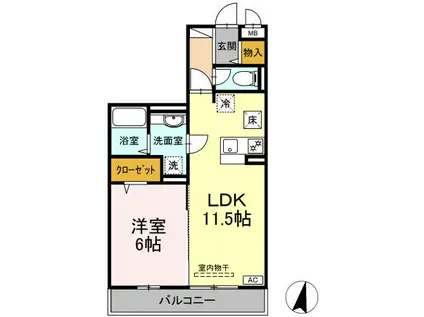 トレビナ保谷(1LDK/1階)の間取り写真