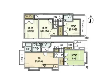 西武鉄道多摩川線 新小金井駅 徒歩11分 2階建 築36年(4LDK)の間取り写真