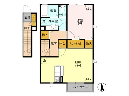 サンセール(1LDK/2階)の間取り写真
