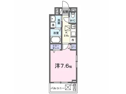 エスポワール(1K/1階)の間取り写真