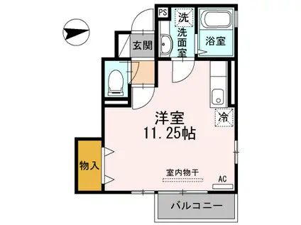 ベルモック稲城(ワンルーム/1階)の間取り写真