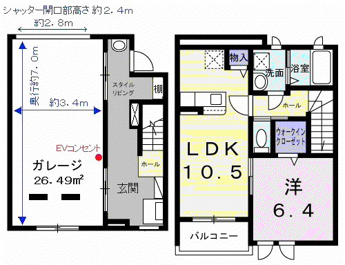 ベルシェールⅡ(1LDK/1階)の間取り写真