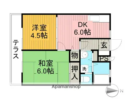 ドエルムサシノ(2DK/2階)の間取り写真