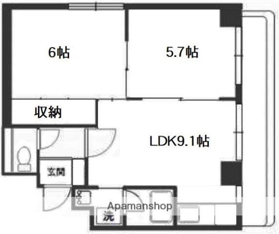 プラティーク明大前(2DK/2階)の間取り写真