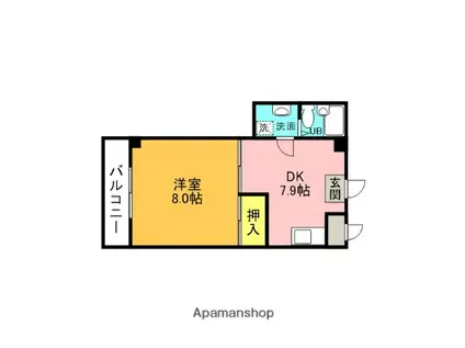 サンパレス第2牟礼(1DK/2階)の間取り写真