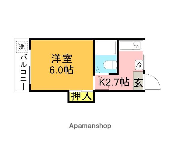 北原ハイツ(1K/2階)の間取り写真