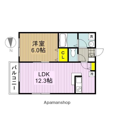ハーモニアスみその(1LDK/2階)の間取り写真