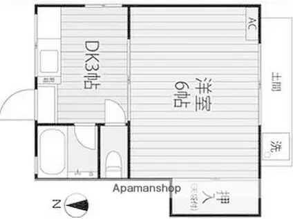 第三小口ハウス(1DK/2階)の間取り写真
