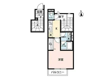 アムール下石神井(1K/1階)の間取り写真