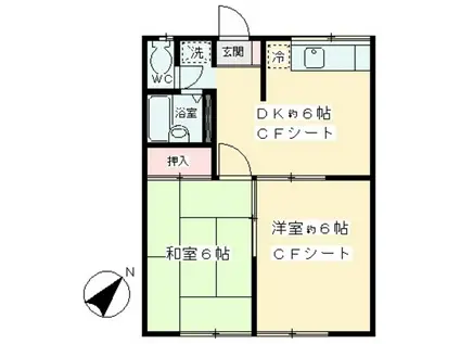 エステートピアムラノ(2DK/1階)の間取り写真