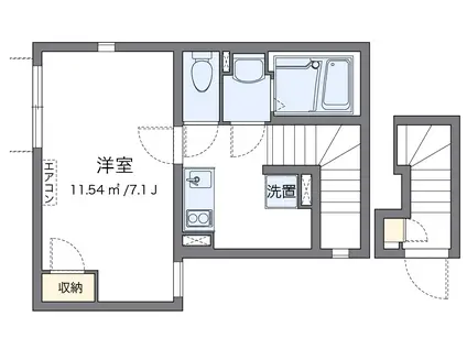 クレイノシンフォニア(1K/2階)の間取り写真