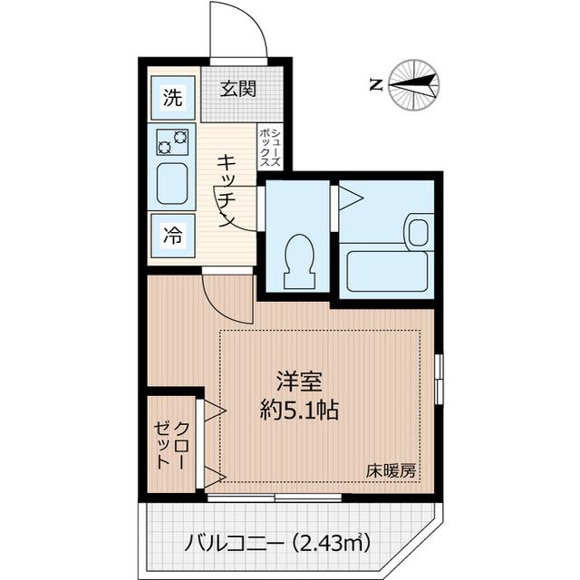 ピアコートTM東武練馬 壱番館(1K/1階)の間取り写真