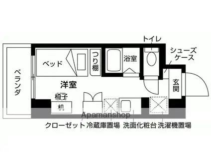 プライマルD三鷹(ワンルーム/3階)の間取り写真