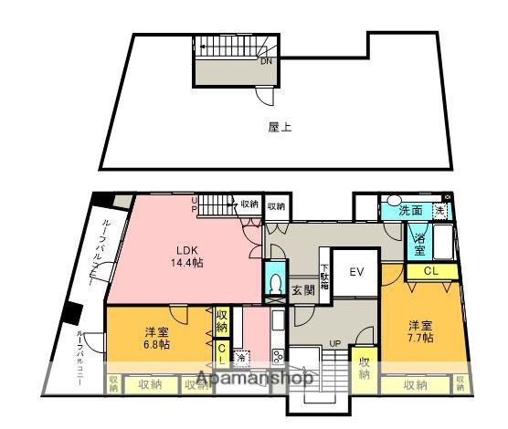 CASA DELLA LUNA(2LDK/5階)の間取り写真