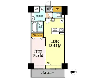 SORA(1LDK/7階)の間取り写真