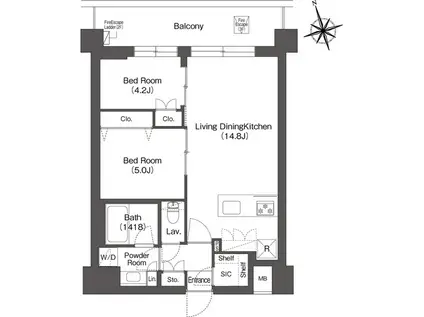 ルーウェ東大泉(2LDK/2階)の間取り写真