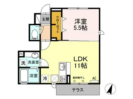 アゼリアテラス(1LDK/1階)の間取り写真