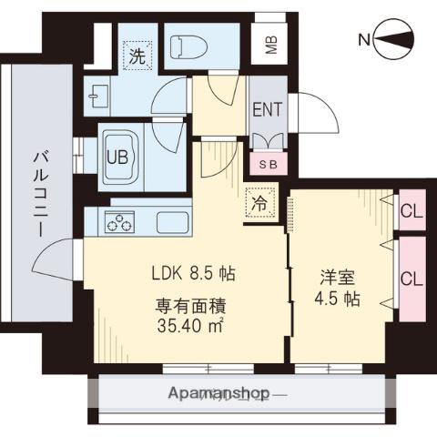 ART Ⅵ(1LDK/3階)の間取り写真