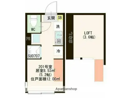 ワイドエイト久我山(ワンルーム/2階)の間取り写真