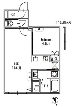 GRANPASEO中野Ⅳ(1LDK/B1階)の間取り写真