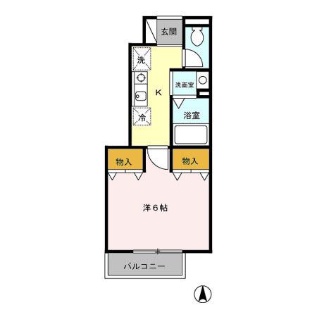 岩﨑荘(1K/1階)の間取り写真