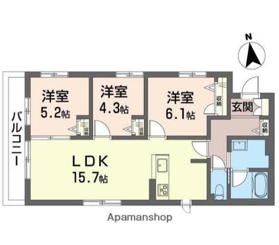 フィオーレ(3LDK/2階)の間取り写真