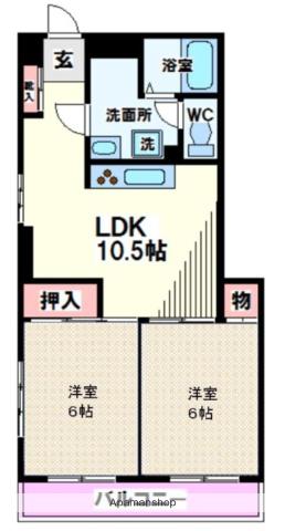 ニューポートビルⅡ(2LDK/3階)の間取り写真