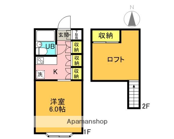 パティオ・ヴィラ(1K/2階)の間取り写真