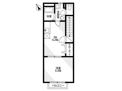 アムールエタン(1DK/2階)の間取り写真