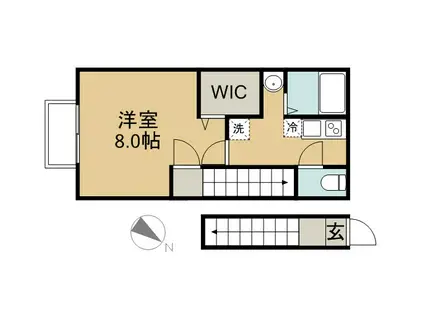 ラミアアルテ国分寺(1K/2階)の間取り写真