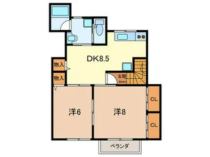 ベル・セゾン(2DK/2階)の間取り写真